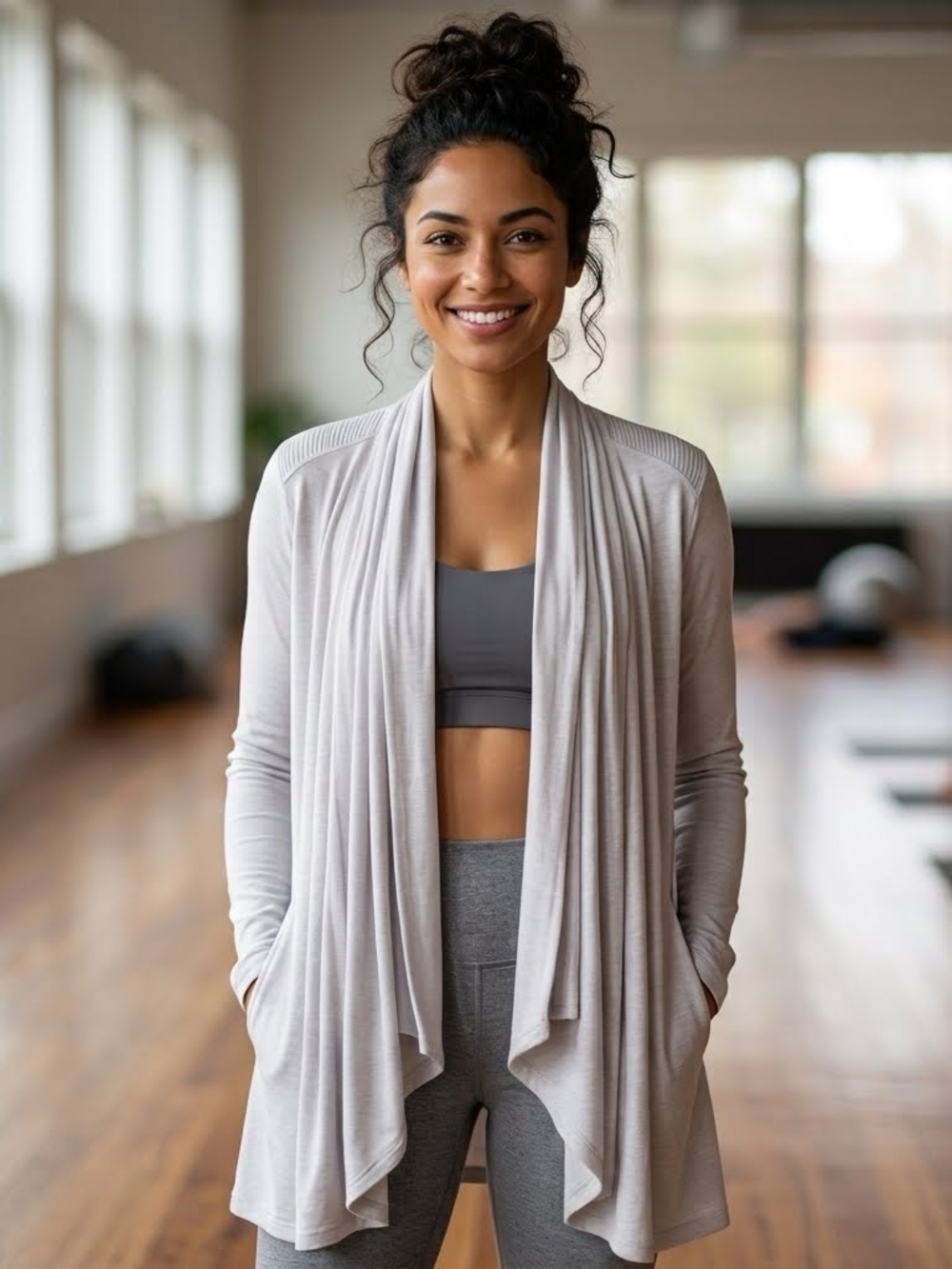Lululemon Universal Wrap Cardigan Size 10 Heathered Dune Oatmeal Cashmere